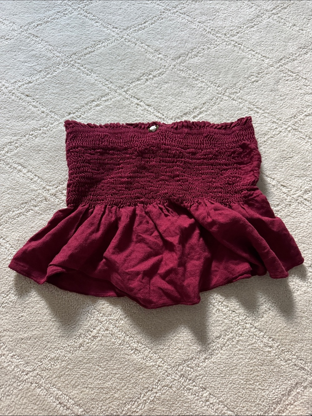 Urban Renewal Burgundy Smocked Ruffle Mini Tube Top with Ruffle